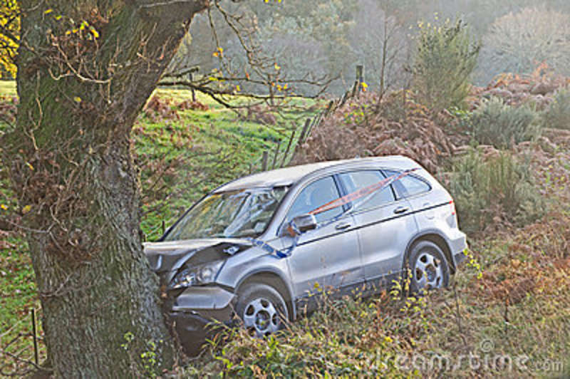 Car crashed into tree.