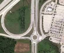 Aerial view of roundabout