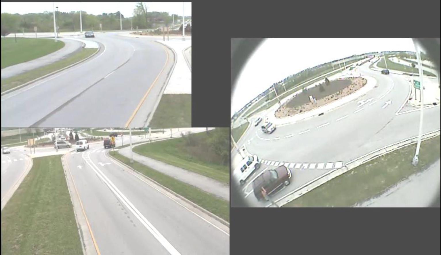 Traffic camera view of roundabout
